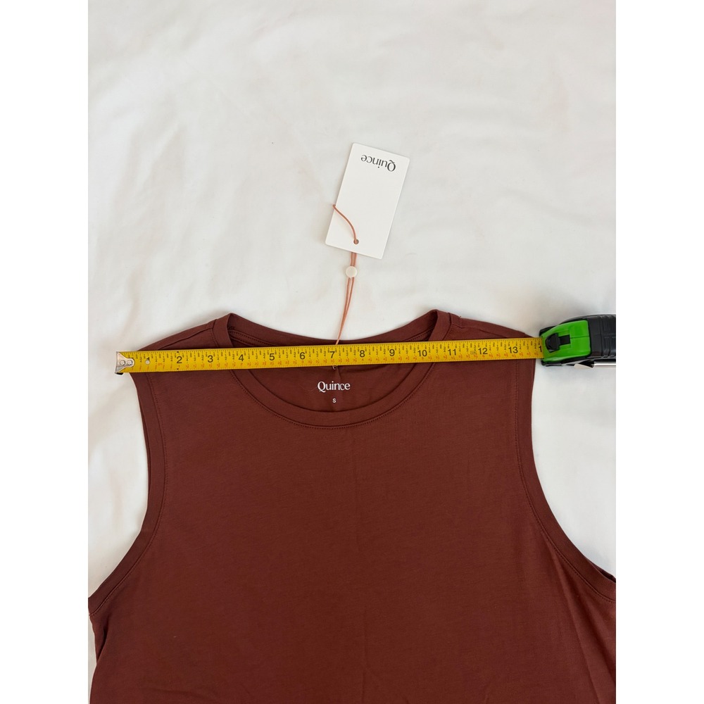 Quince Women Brown Cotton Modal Muscle Tee Sleeveless Crew Neck Top Size S NWT - Picture 5 of 8